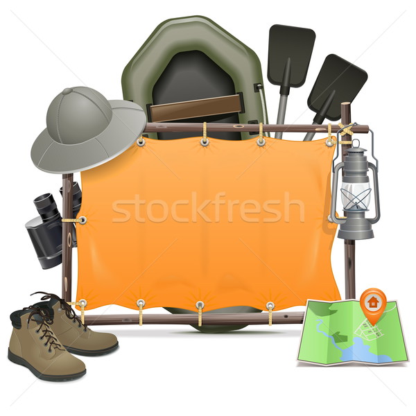 Vetor camping quadro isolado branco natureza Foto stock © dashadima