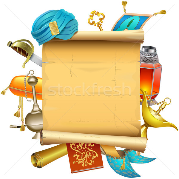 Stock photo: Vector Eastern Accessories with Scroll