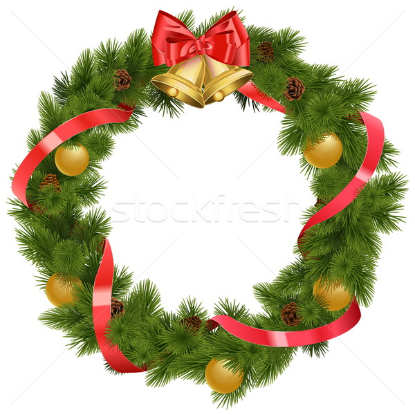 Stock photo: Vector Christmas Wreath with Bells