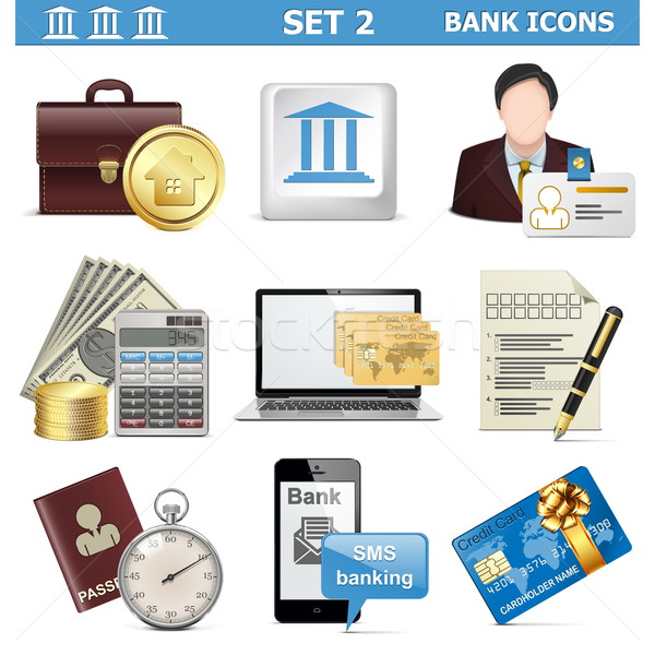 Vector Bank Icons Set 2 Stock photo © dashadima
