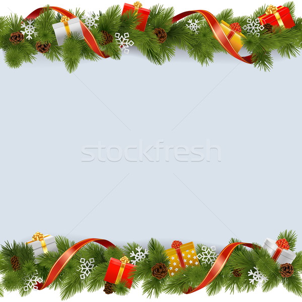 Vector Christmas Border with Gifts Stock photo © dashadima