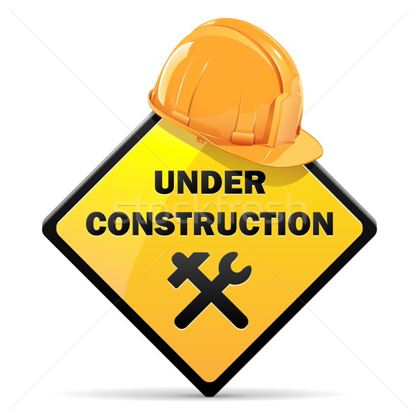 Vector Under Construction Sign with Helmet Stock photo © dashadima
