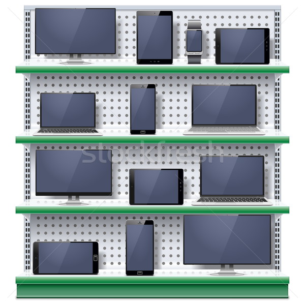 Vector Shelves with Modern Electronic Devices Stock photo © dashadima