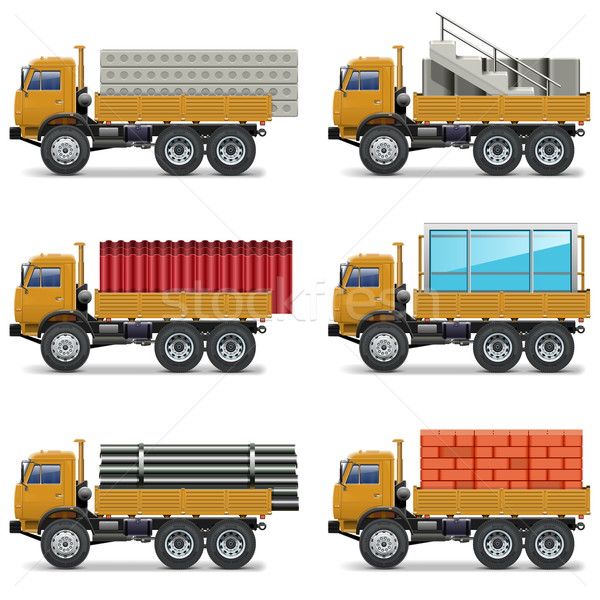 Foto stock: Vector · construcción · camiones · aislado · blanco · negocios