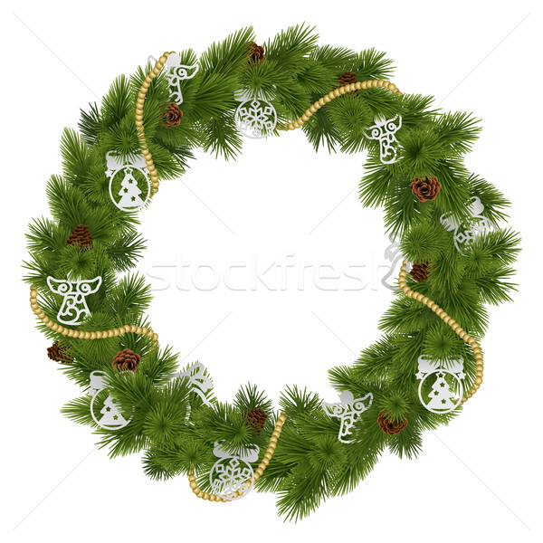 Vector Christmas Wreath with Decorations Stock photo © dashadima