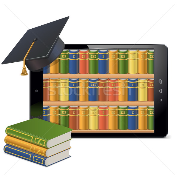 Vector Tablet PC with Library Stock photo © dashadima