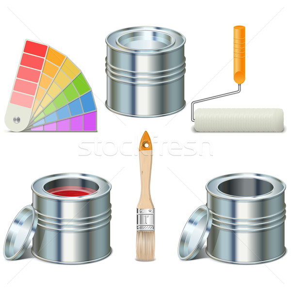 Vector Paint Can and Brush Icons Stock photo © dashadima