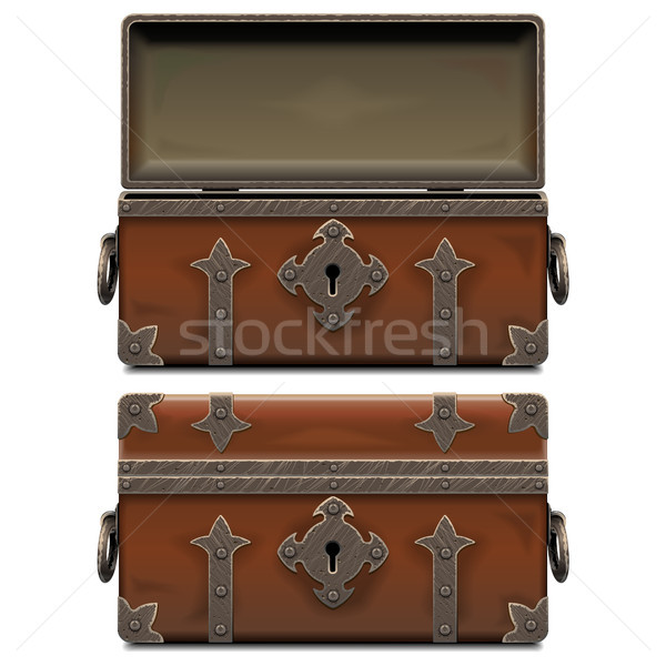 Vector Empty Old Pirate Forged Chest Stock photo © dashadima