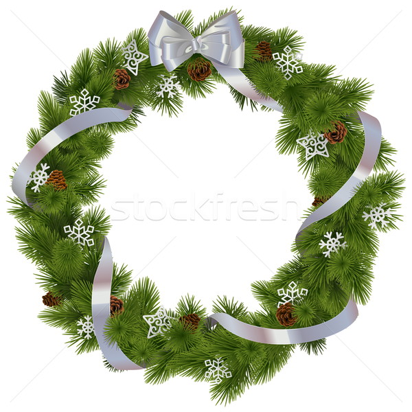 Vector Christmas Wreath with Snowflakes Stock photo © dashadima