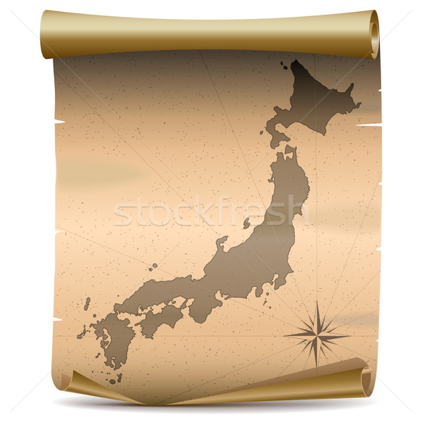 Vector Japonia epocă hartă izolat alb Imagine de stoc © dashadima
