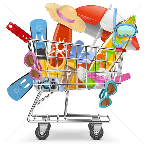 Stock photo: Vector Cart with Beach Accessories