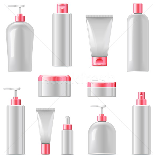 Vecteur cosmétiques emballage icônes isolé blanche [[stock_photo]] © dashadima