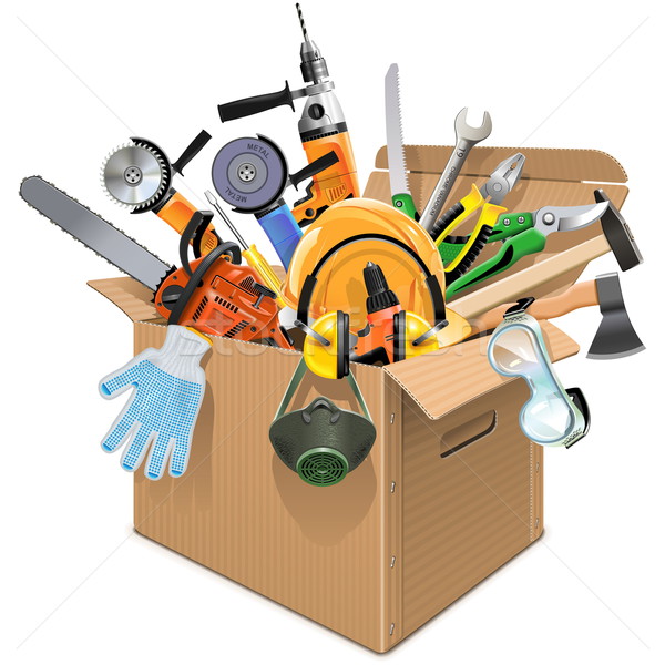 Vector Carton Box with Tools Stock photo © dashadima