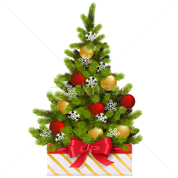 Vektor ajándék doboz karácsonyfa izolált fehér fa Stock fotó © dashadima