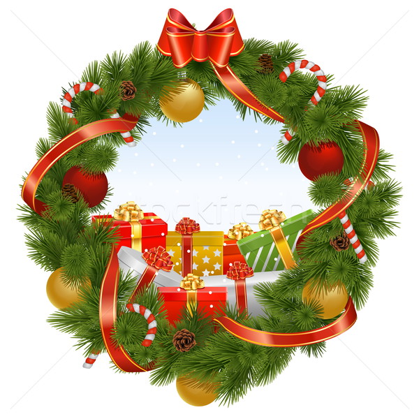 Vector Christmas Wreath with Background Stock photo © dashadima