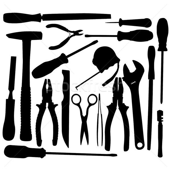 Vector Black Hand Tool Pictograms Stock photo © dashadima