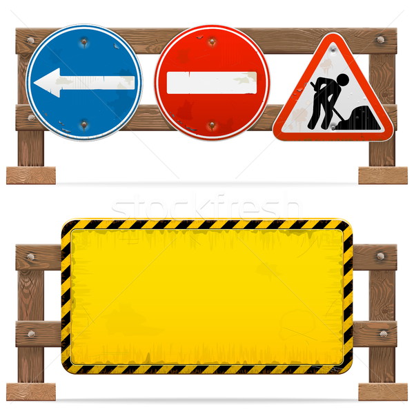 Vector Barriers with Road Signs Stock photo © dashadima