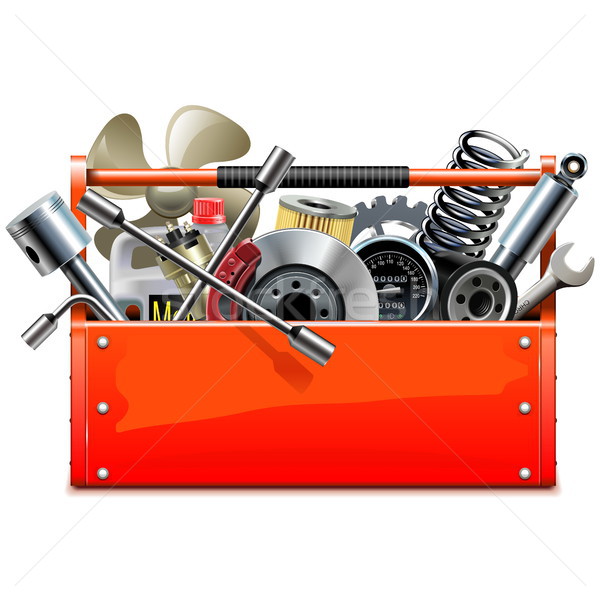 Vector Red Toolbox with Car Parts Stock photo © dashadima