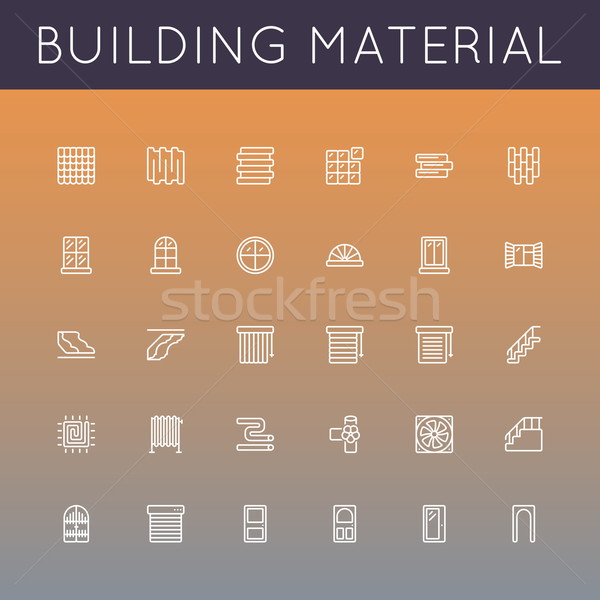 Vector Building Material Line Icons Stock photo © dashadima