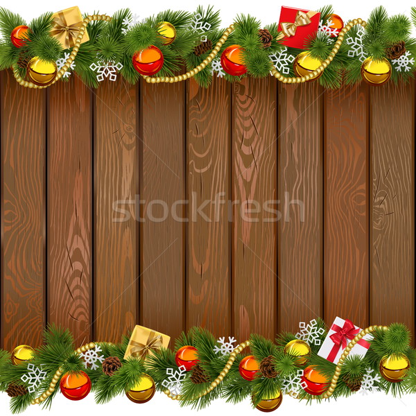 Stock foto: Vektor · Weihnachten · Holzbrett · isoliert · weiß