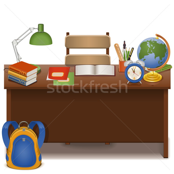 Vecteur table isolé blanche livre livres [[stock_photo]] © dashadima