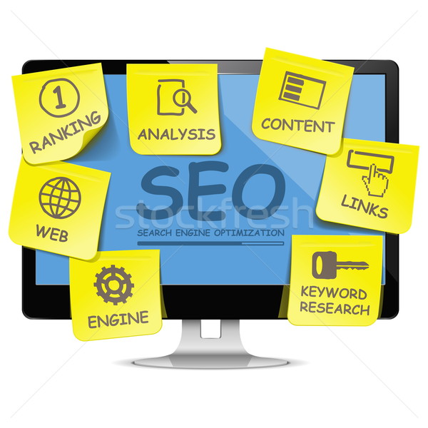 Vektor Computer seo isoliert weiß Modell Stock foto © dashadima