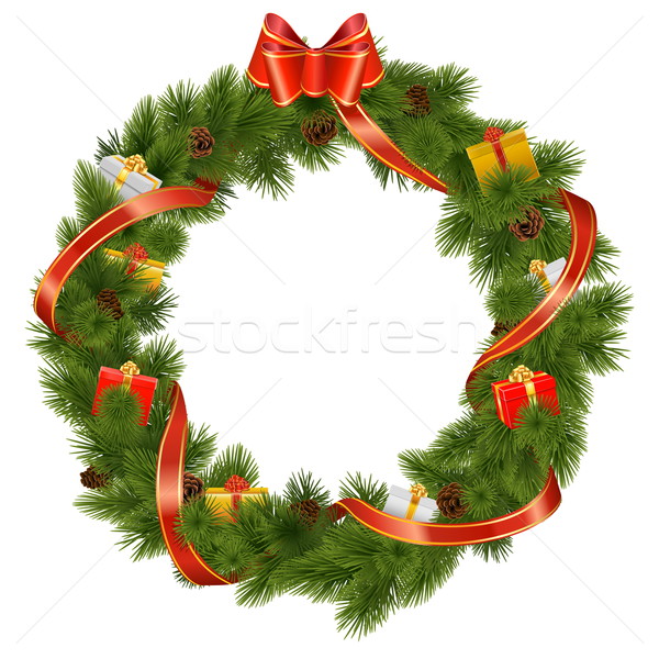Vector Christmas Wreath with Gifts Stock photo © dashadima