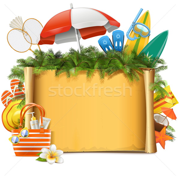 Vector Beach Concept with Scroll Stock photo © dashadima