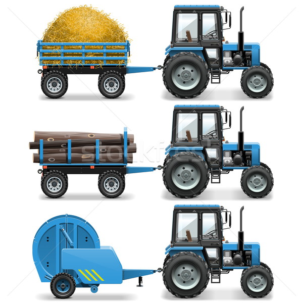 Vector Farm Tractor with Baler and Trolley Stock photo © dashadima