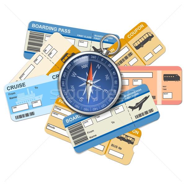 Vector compass and tickets Stock photo © dashadima