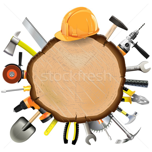 Vector Construction Wooden Board with Tools Stock photo © dashadima