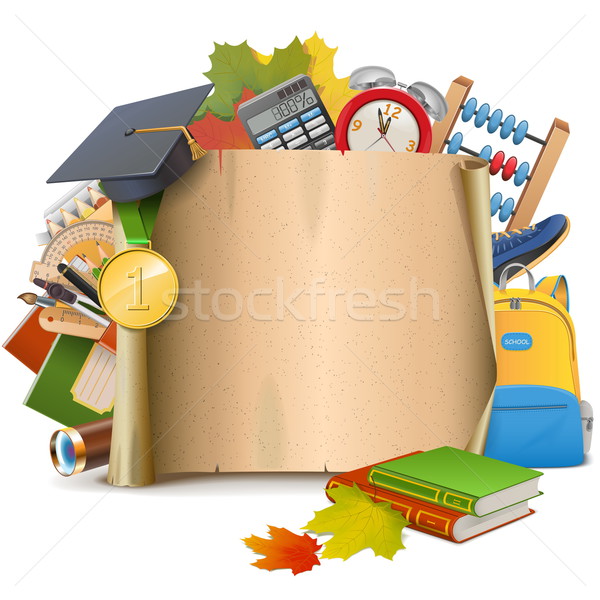Vektor Schule blättern isoliert weiß Papier Stock foto © dashadima