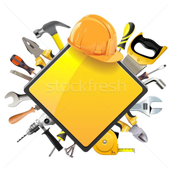 Vector Rhombic Sign with Tools Stock photo © dashadima