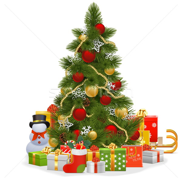 Stock photo: Vector Christmas Tree with Snowflakes