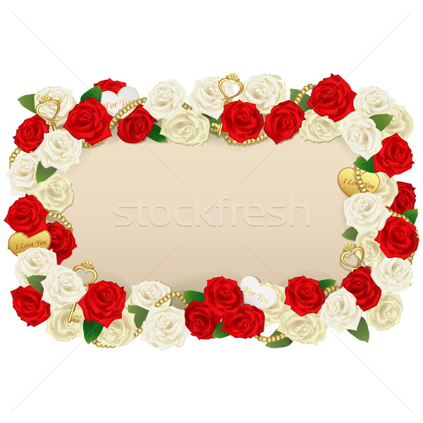 Vektor romantischen Blume Bord isoliert weiß Stock foto © dashadima