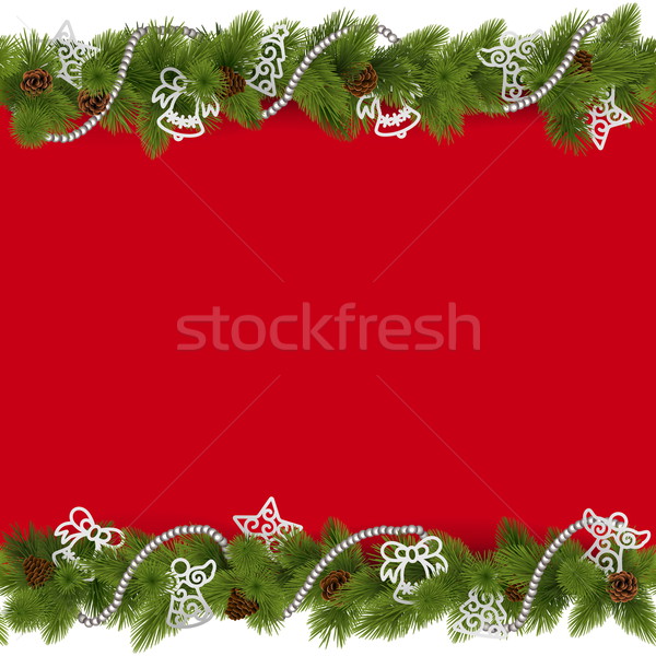 Foto stock: Vector · Navidad · frontera · cuentas · aislado · blanco