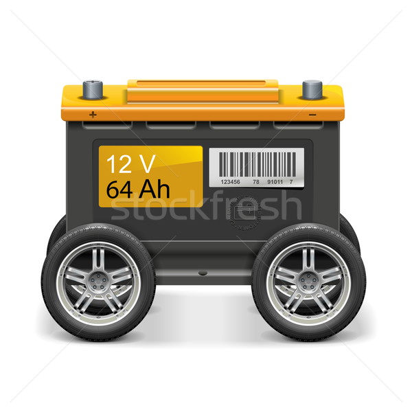 Vector auto batterij wielen geïsoleerd witte Stockfoto © dashadima