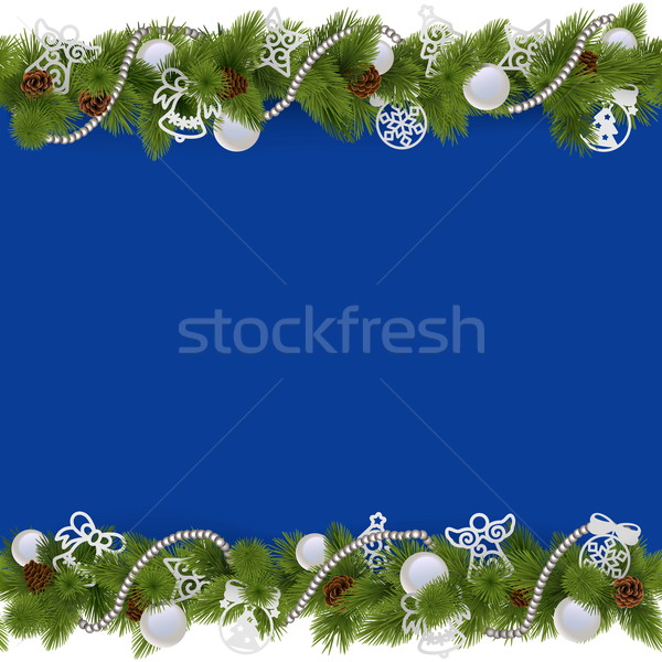 Vector Blue Christmas Border with Beads Stock photo © dashadima