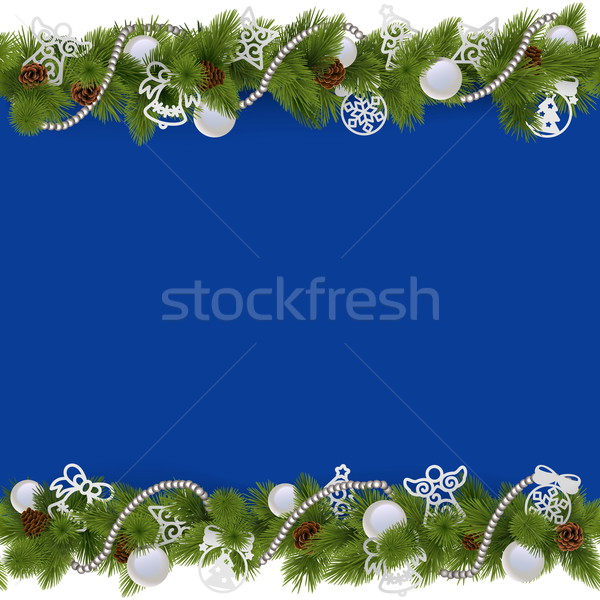 Foto stock: Vetor · azul · natal · fronteira · miçanga · isolado