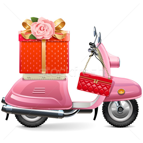 Stockfoto: Vector · roze · geschenk · geïsoleerd · witte