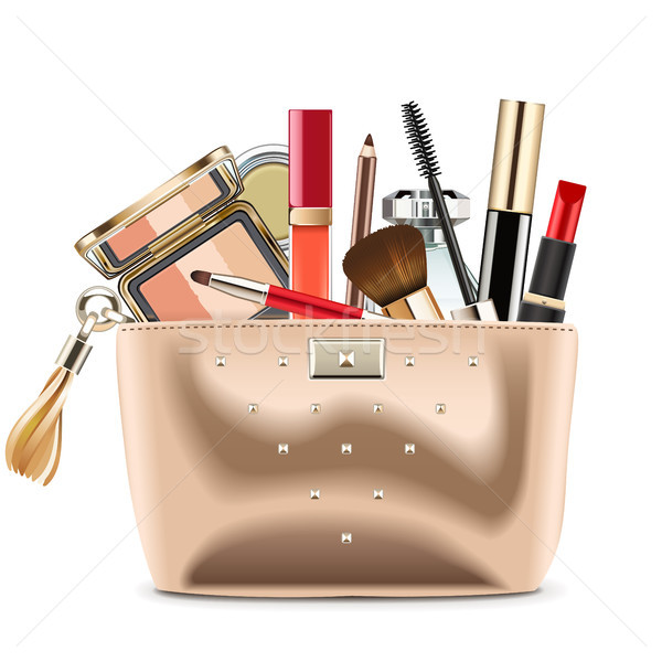 Vektor golden kosmetischen Tasche Kosmetik isoliert Stock foto © dashadima