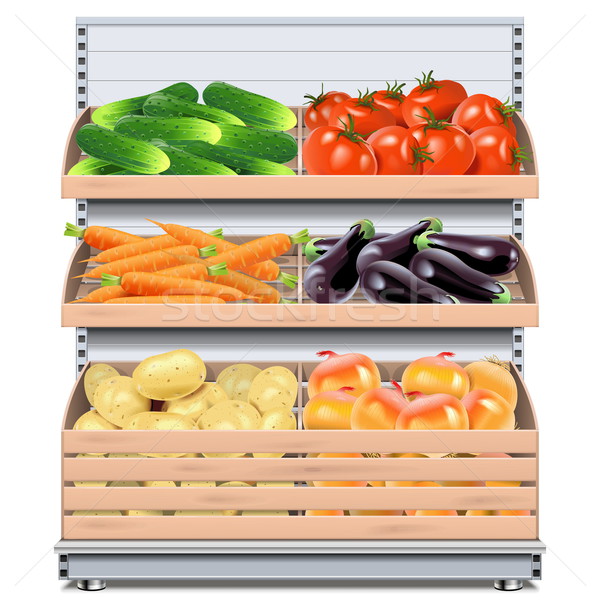 Vector Supermarket Shelf with Vegetables Stock photo © dashadima