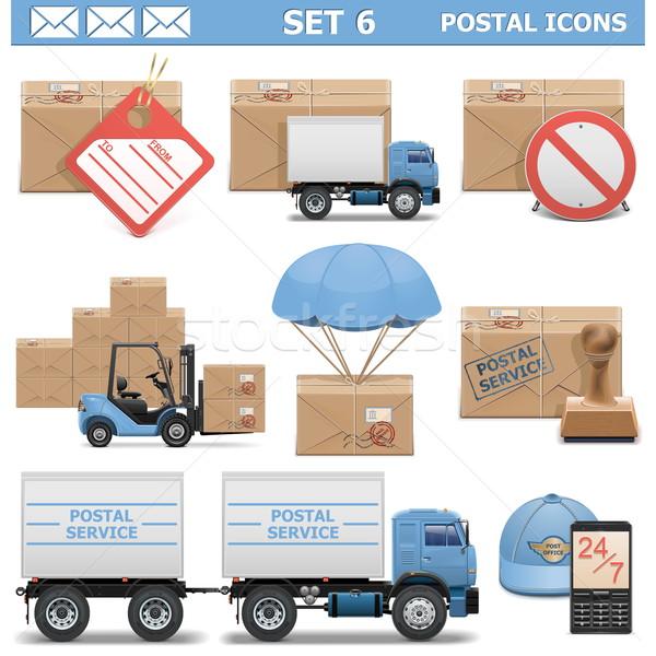 Vector Postal Icons Set 6 Stock photo © dashadima