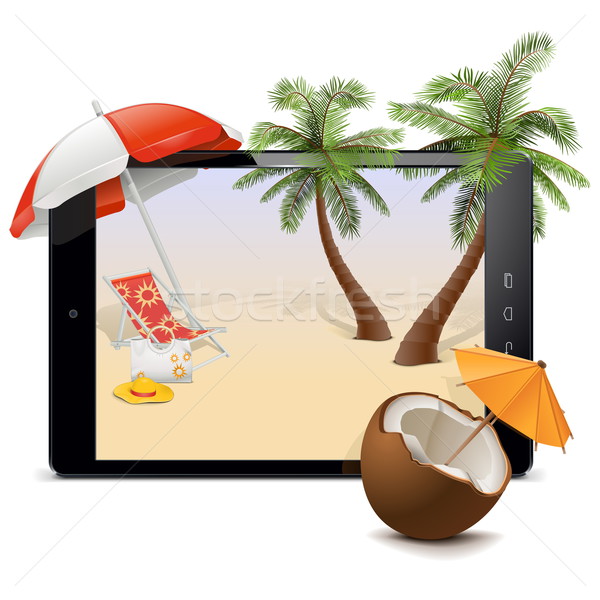 Vector Tablet PC with Tropical Resort Stock photo © dashadima