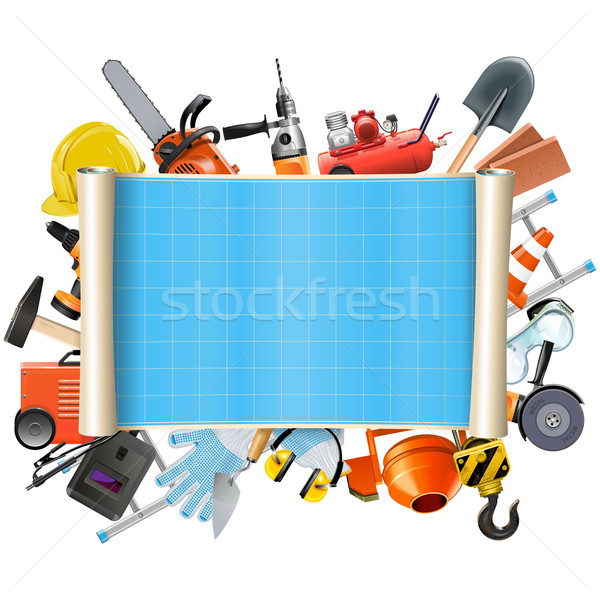 Vector Construction Scroll with Tools Stock photo © dashadima