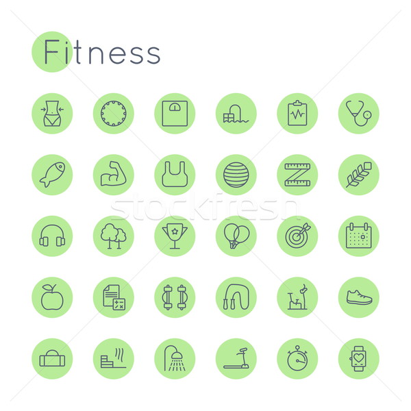 Foto stock: Vector · fitness · iconos · aislado · blanco · deporte