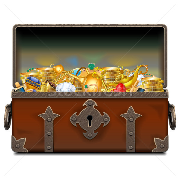 Vector Old Pirate Forged Chest with Gold Stock photo © dashadima