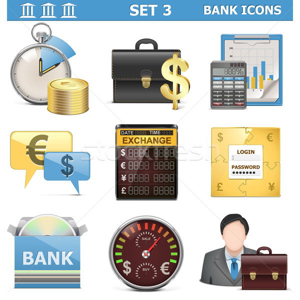 Stock photo: Vector Bank Icons Set 3