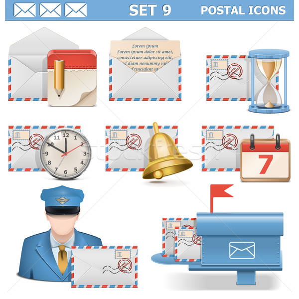 Vector Postal Icons Set 9 Stock photo © dashadima