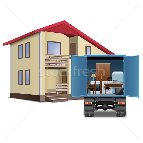 Foto stock: Vector · muebles · entrega · aislado · blanco · casa